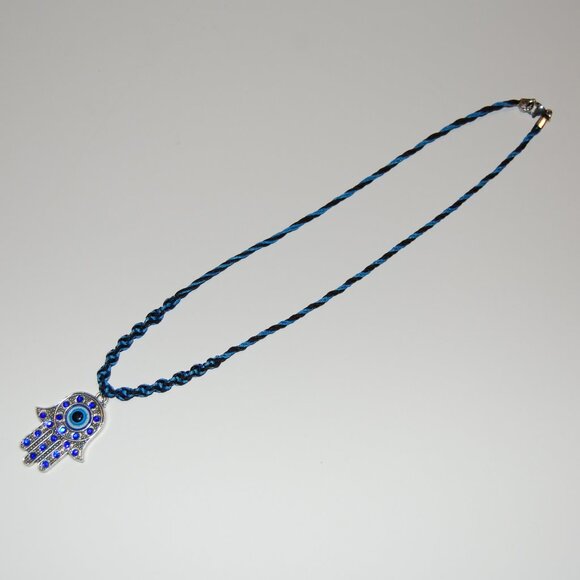 Hamsa Hand Necklace,Braided Cord,Colorful Necklace,Bicolor Cord Necklace - Picture 3 of 3